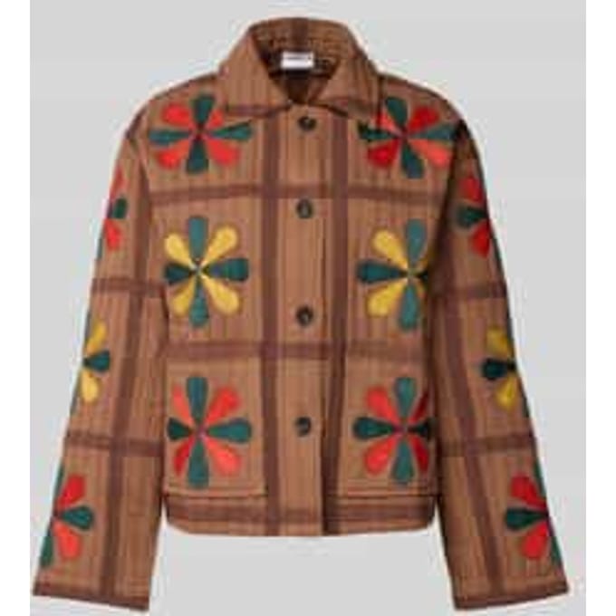 Overhemdjack in Patchworklook met platte kraag