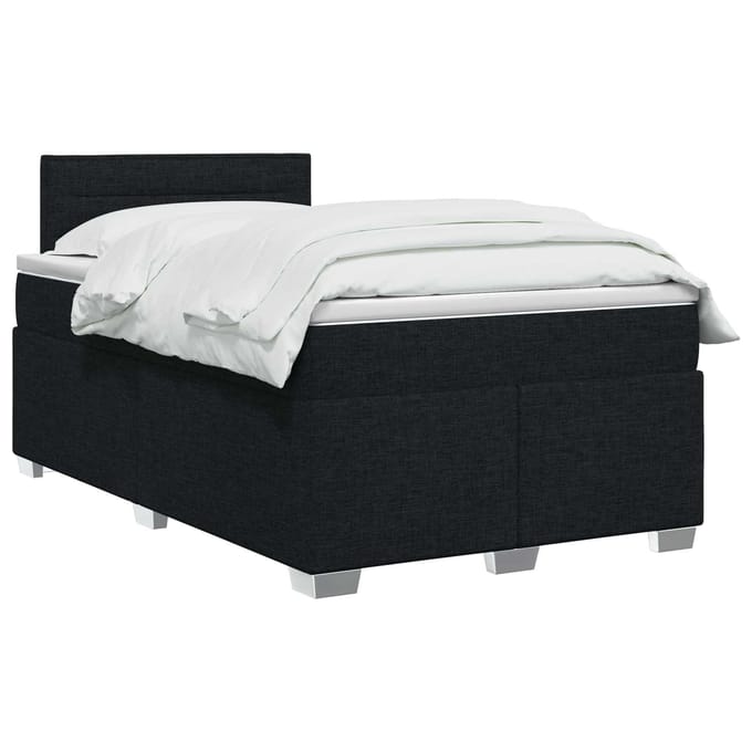 vidaXL - Boxspringbed - met - matras - met - hoofdeinde - Zwart - 120 - x - 190 - cm - Stof