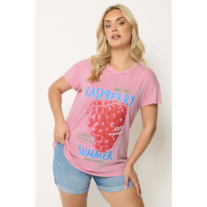 Yours Roze Acid Wash ‘Raspberry Summer’ Tshirt Size 44