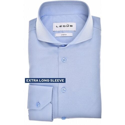 Ledûb Overhemd Slim Cotton Jersey Stretch Cutaway Collar Mouwlengte 7 Licht Blauw / male