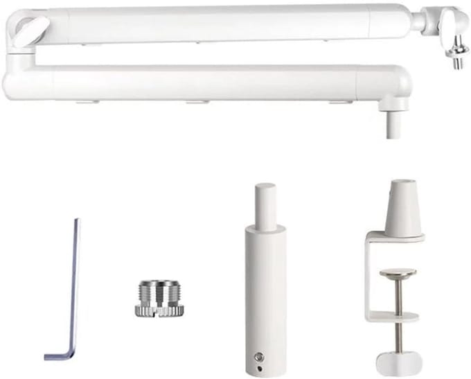 Microfoon Arm - Boom Arm Statief - Opnemen en Streamen - Zelfnivellerend - 74 cm - Wit