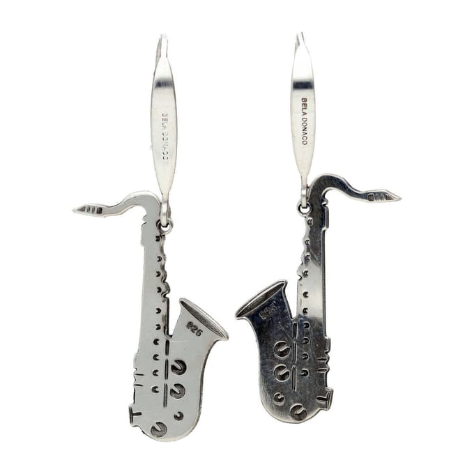 Bela Donaco - Oorbellen Statement – Saxofoon – Sterling Zilver