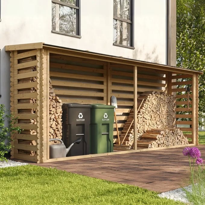 Intergard Houtberging haardhoutberging robuust voor haardhout 100x456x199cm