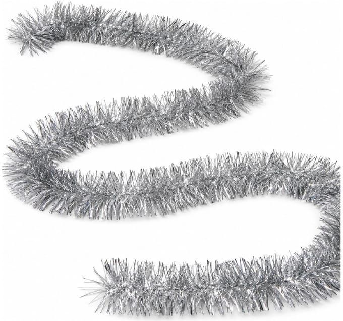 Benson Kerstslinger - 2x guirlande - zilver - glanzend lametta - 270 cm