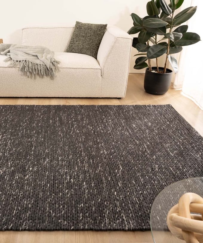 Wollen vloerkleed - Hyssing zwart 300x400
