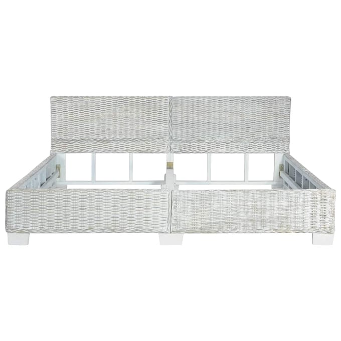 vidaXL - Bedframe - natuurlijk - rattan - grijs - 180x200 - cm