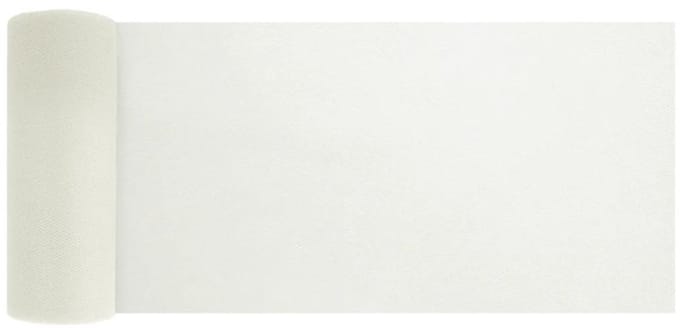 Smalle tule rol tafelloper in crème 15cm x 9m
