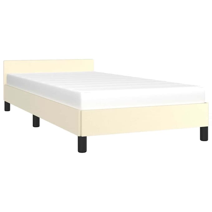 vidaXL - Bedframe - met - hoofdeinde - zonder - matras - 90x200 - cm - crèmekleurig