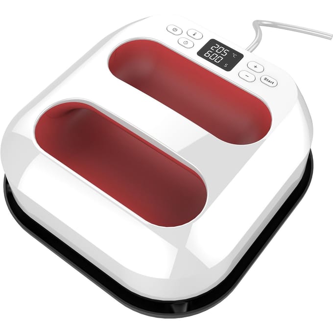 Handheld hittepersmachine 9  x 9   ijzeren pers Snelle opwarming Instelbare temperatuur en timer Auto rood