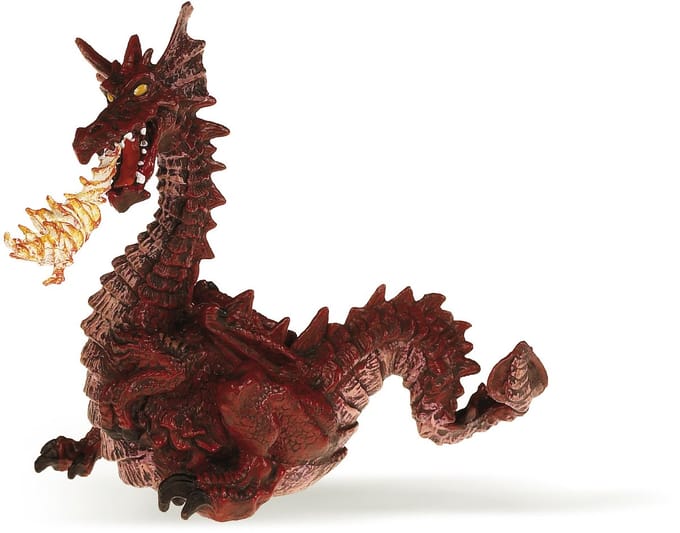 Speelfiguur - Fantasie - Draak - Met vlammen - Rood