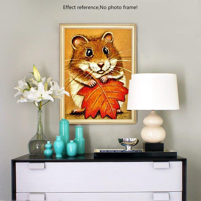 5D Doe-het-zelf Diamantschilderij Dieren Diamantborduurwerk Hamster Volledige Ronde Boor 20X30CM orange