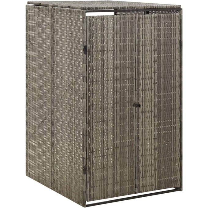 vidaXL - Containerberging - enkel - 70x80x117 - cm - poly - rattan - grijs