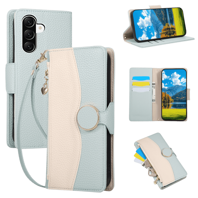 TwoTone Samsung Galaxy A57 Zipper Boek Hoesje Groen