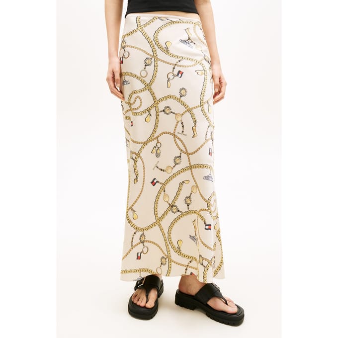 Tommy Hilfiger Tjw Aop Maxi Skirt Chain Aop Maat: M | Maxi Rokken Outlet | Dames | Beige