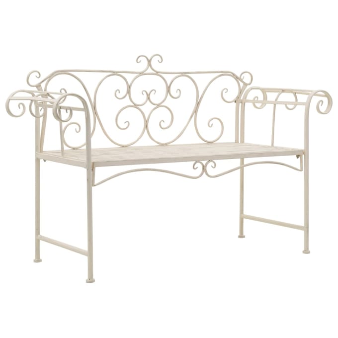 vidaXL - Tuinbank - 132 - cm - metaal - antiekwit