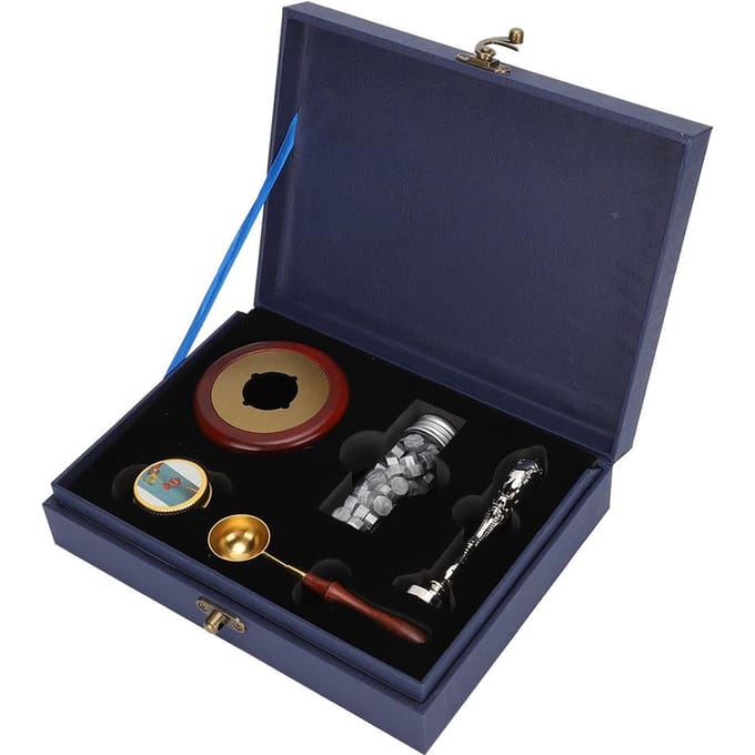 Waxzegel Stempel Kit Geschenkdoos Zegellak DIY Retro Decoreren Toegewijde Handwerk GereedschapModel B black