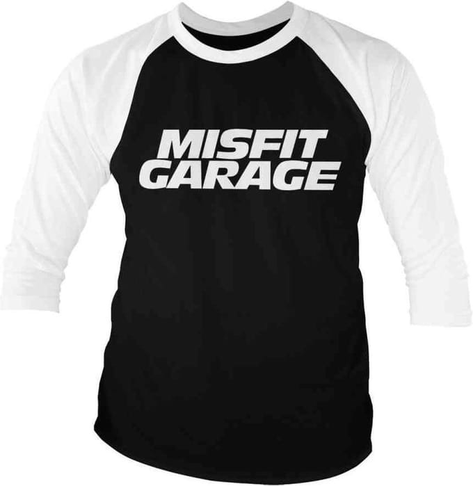 Misfit Garage Raglan top -S- Logo Zwart/Wit