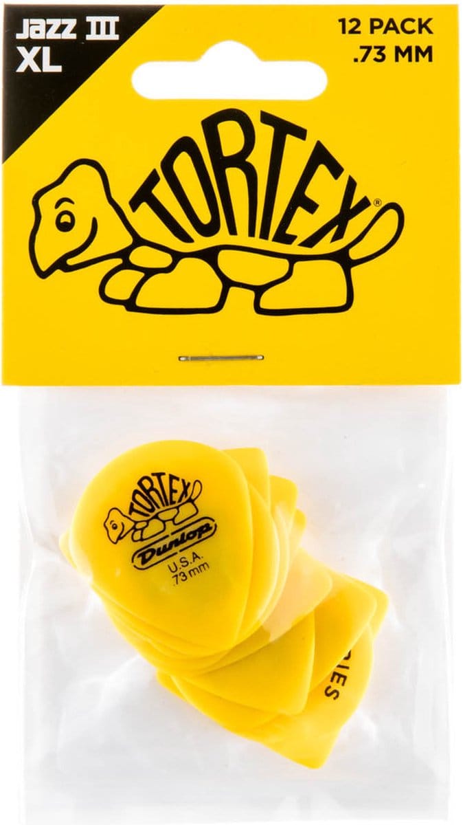 Jim Dunlop Tortex - Plectrums - Jazz - Player's Pack 12 Stuks - 0,73 mm - Geel