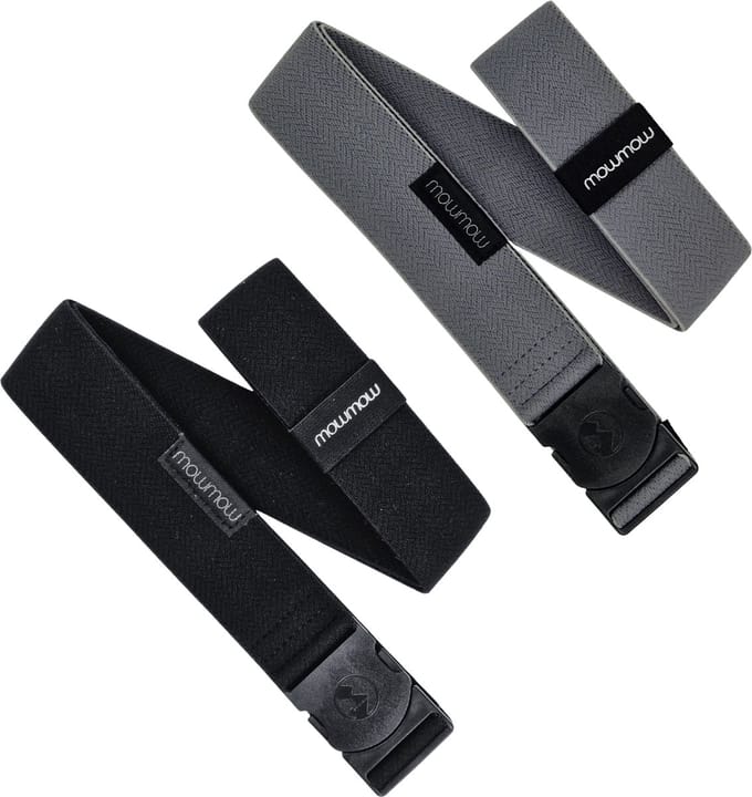 MowMow 2-pack Elastische riem - Stretch - 105 cm - Heren - Dames - Zwart + Grijs