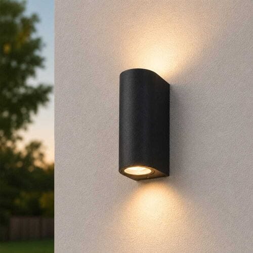 HOFTRONIC Douglas LED wandlamp Zwart - IP44 waterbestendig - Dimbaar - Up & Down light -  GU10 excl. lichtbronnen - Polycarbonaat