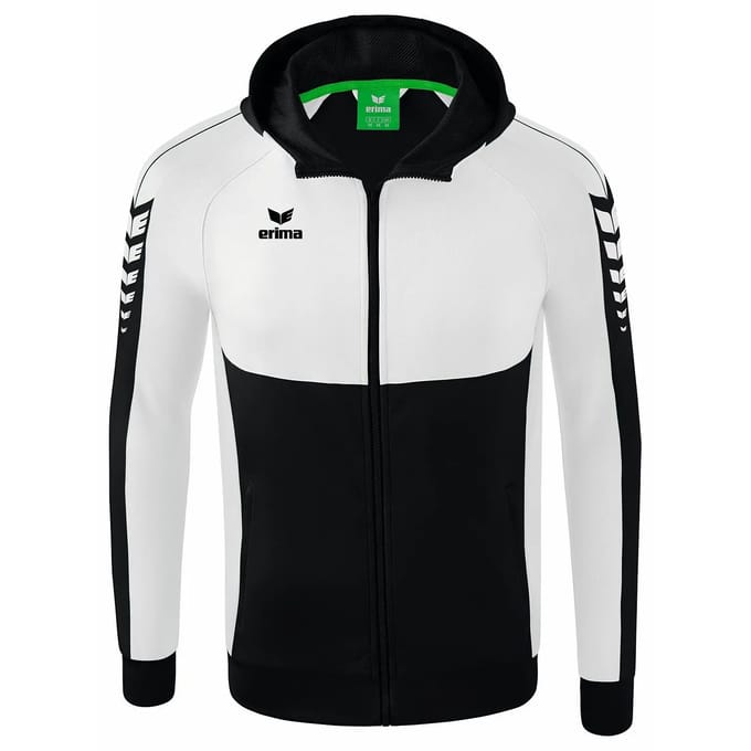 Erima Six Wings Trainingsjack Met Capuchon Heren - Wit / Zwart | Maat: XL