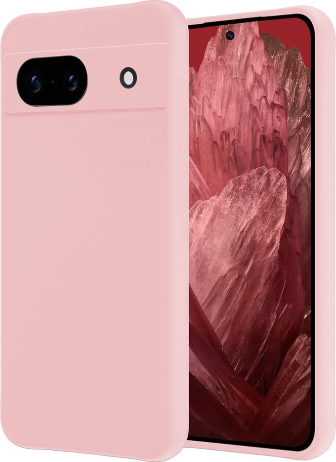 Hoesje - Geschikt voor Google Pixel 8a - Sterk & Shockproof - Hoes Cover - Siliconen Case - Lichtroze