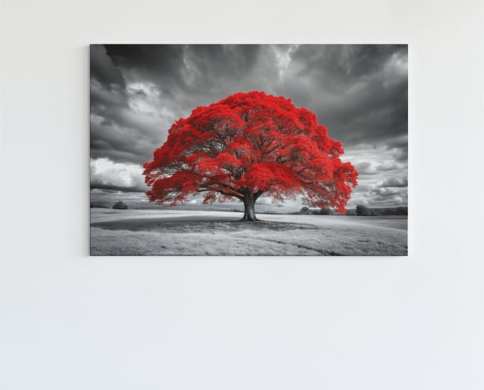 Canvas Schilderij - Bomen - Rode Boom - 60x40x2 cm