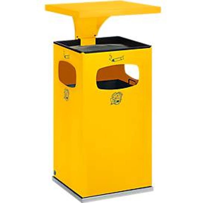 Combi-asbak B42, met dak, incl. binnenwerk, geel