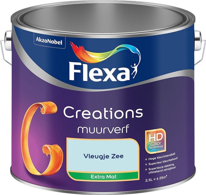 Flexa - Creations Muurverf Extra Mat - Vleugje Zee - Mengverf - 2,5 L