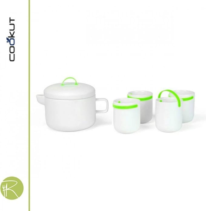 Cookut Promenade theepot met theezeef en 4 theebekers