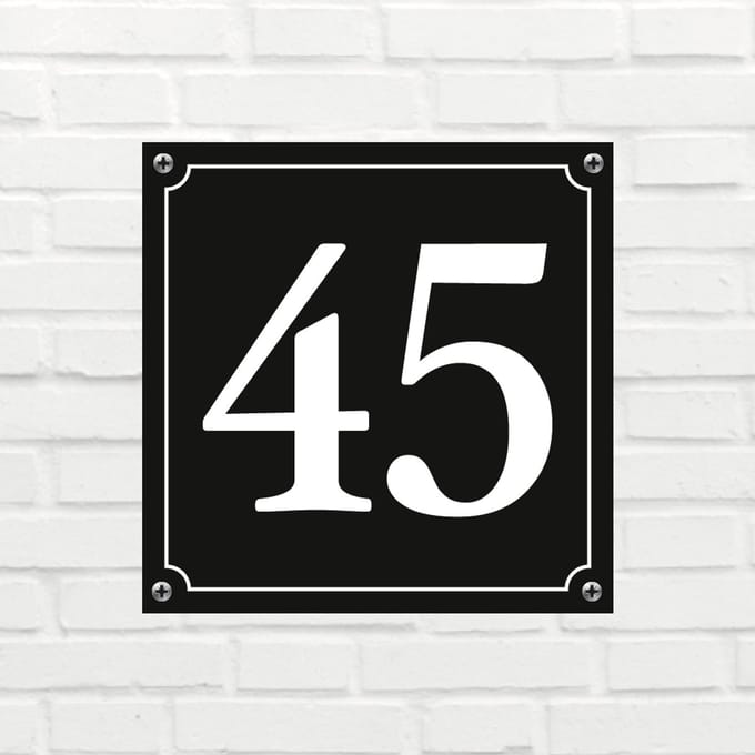Huisnummerbord Mat zwart Deluxe - Nummer 45 - incl. bevestiging