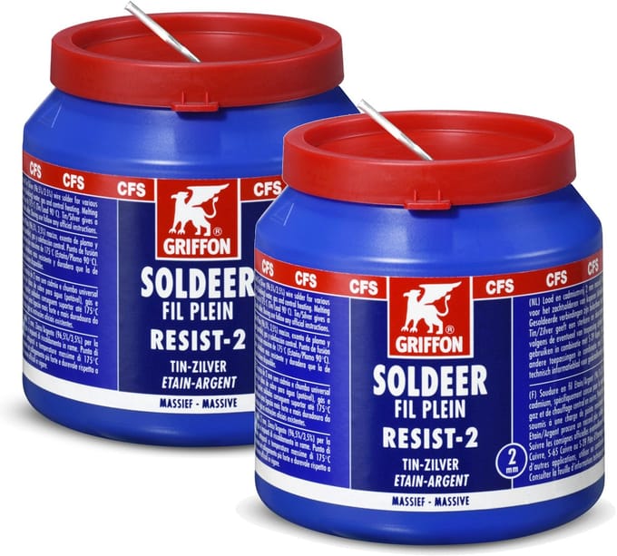Griffon resist-2 tin/zilver draadsoldeer pot Ø 2 mm - 500 gram - 2 stuks!