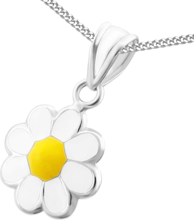 Princess Ketting Daisy - 925 Zilver E-Coating - Bloem - ∅8mm - 38cm