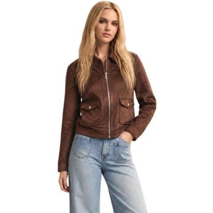 Morgan - Kort suède jasje 252-Gliva Dark Brown - Maat : 34