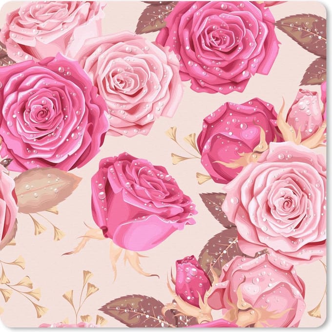 Muismat 20x20 cm - Mousepad Rozen - Bloemen - Patroon - Muismatten