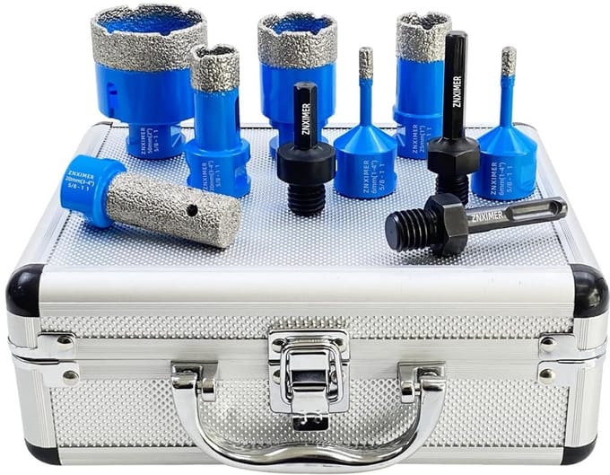 Set van 7 Diamant Boren Voor Tegels, Graniet en Marmer met Adapters