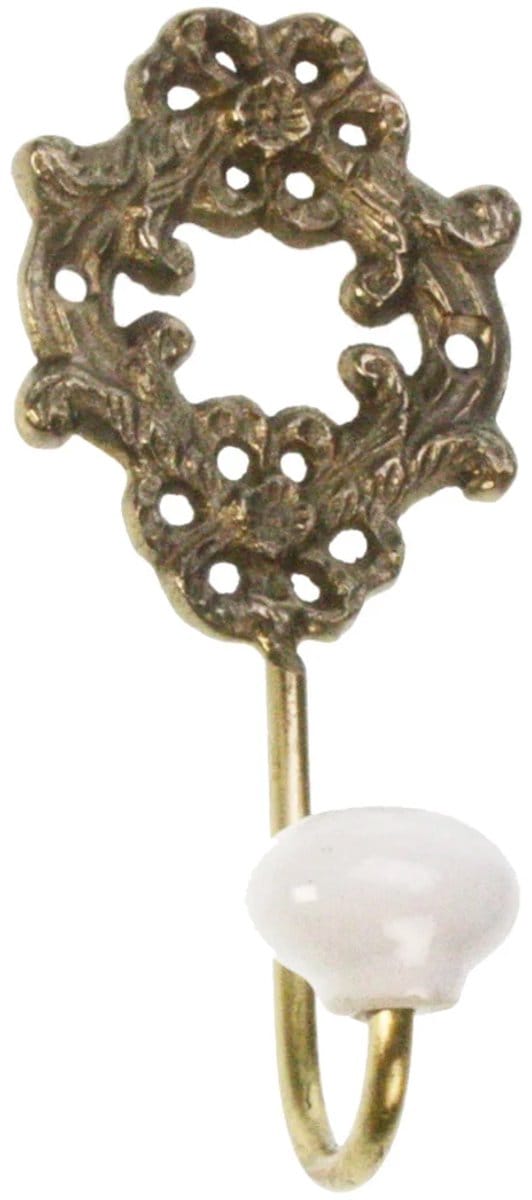 Haak met pors. knop, goudkleurig 6x4,3x14cm