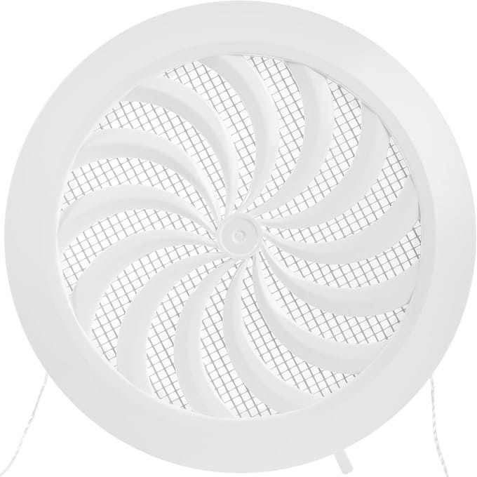 Afsluitbaar Ventilatierooster Rond 125mm Wit Kunststof met Insectenwering