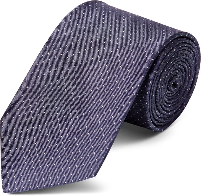 Grijze 8 cm Brede Zijden Stropdas met Polkadotmotief