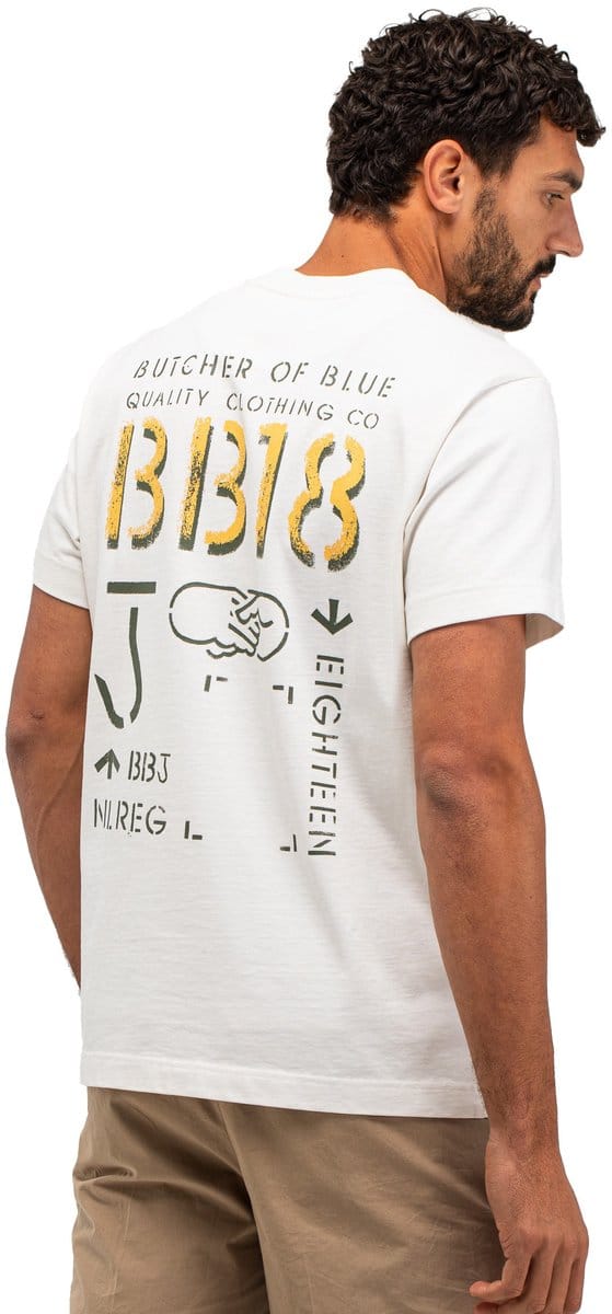 Wit t-shirt ronde hals Butcher of Blue met backprint