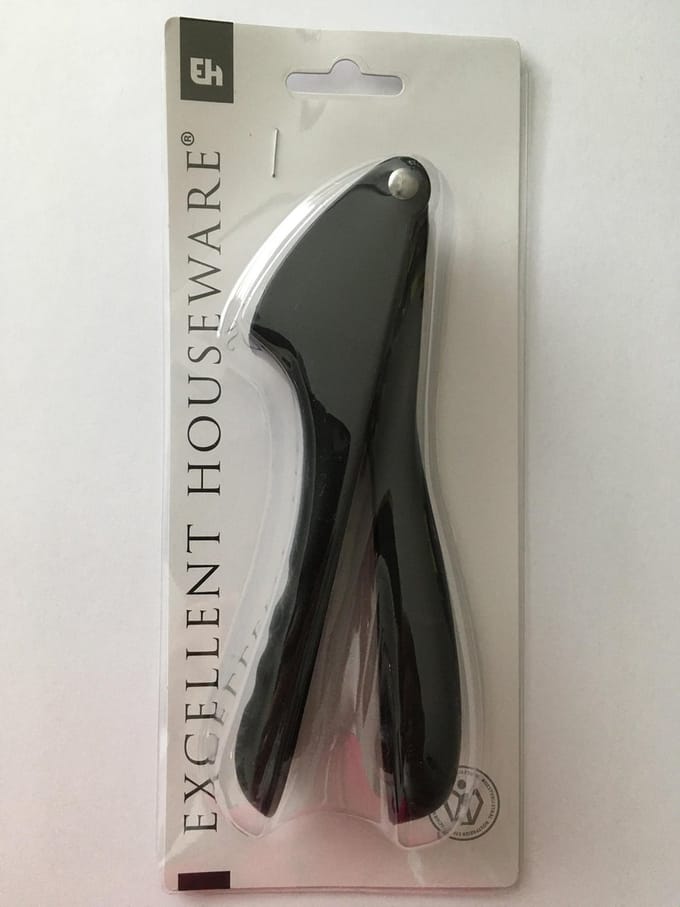 Excellent Houseware Knoflookpers - zwart - 17x6x3cm - 1 stuks