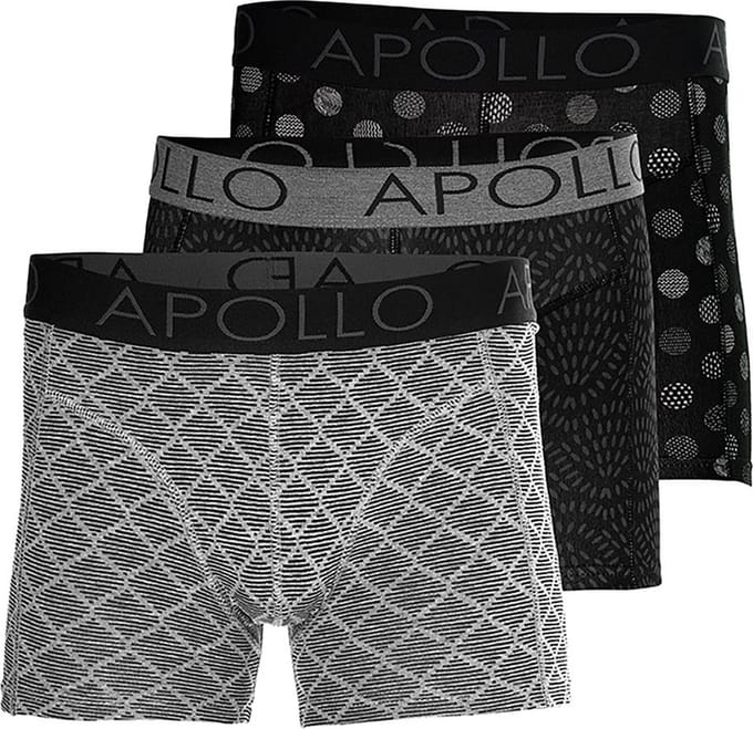 Apollo heren boxershorts - maat M - Black printed - 3-pack