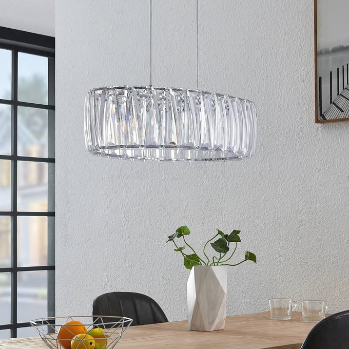 Lindby - hanglamp - 3lichts - Acryl, ijzer - H: 20 cm - E14 - transparant, chroom