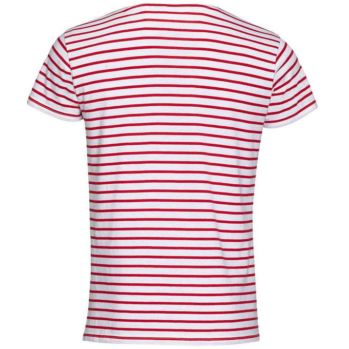 SOLS Heren Miles Gestreept Ronde Hals T-shirt (Wit/rood)