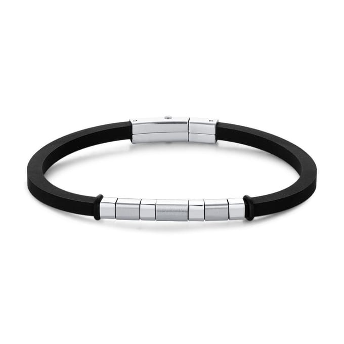 Twice As Nice Armband in edelstaal, zwart Zilverkleurig 21cm