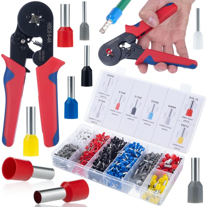 Rosfix Krimptang Set - Geïsoleerde Adereindhulzen 1200 Stuks - 0,25–10,0 Mm²