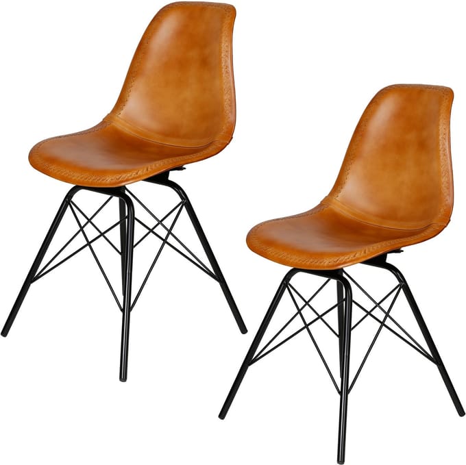 Eetkamerstoel leer cognac - Leren fauteuil