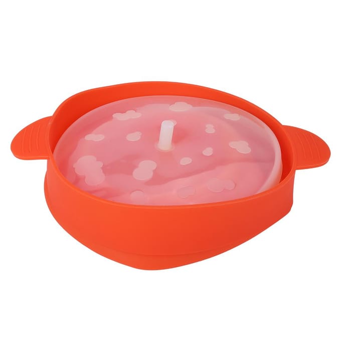 Rode Siliconen Magnetron Popcorn Emmer met Handvat Deksel Veilig Opvouwbare Popcorn Maker Kom pink