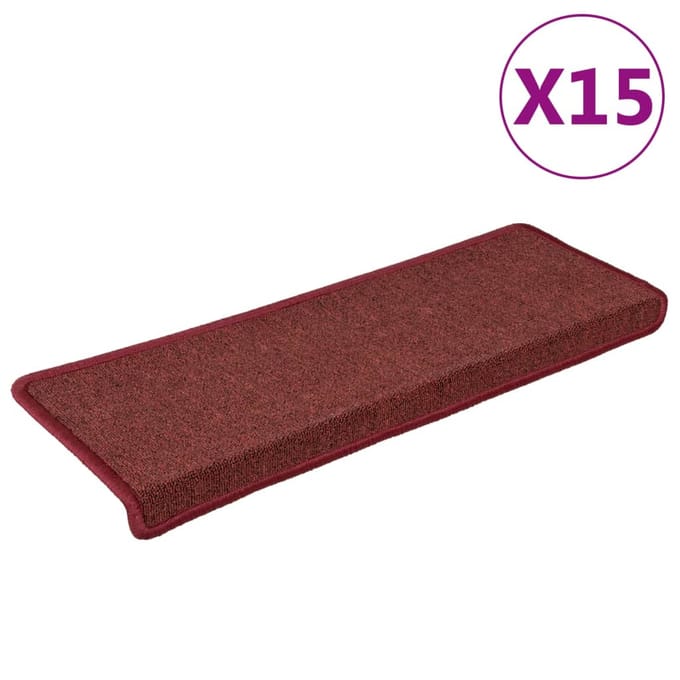 vidaXL - Trapmatten - 15 - st - 65x21x4 - cm - Bordeaux - Rechthoekige - Rand