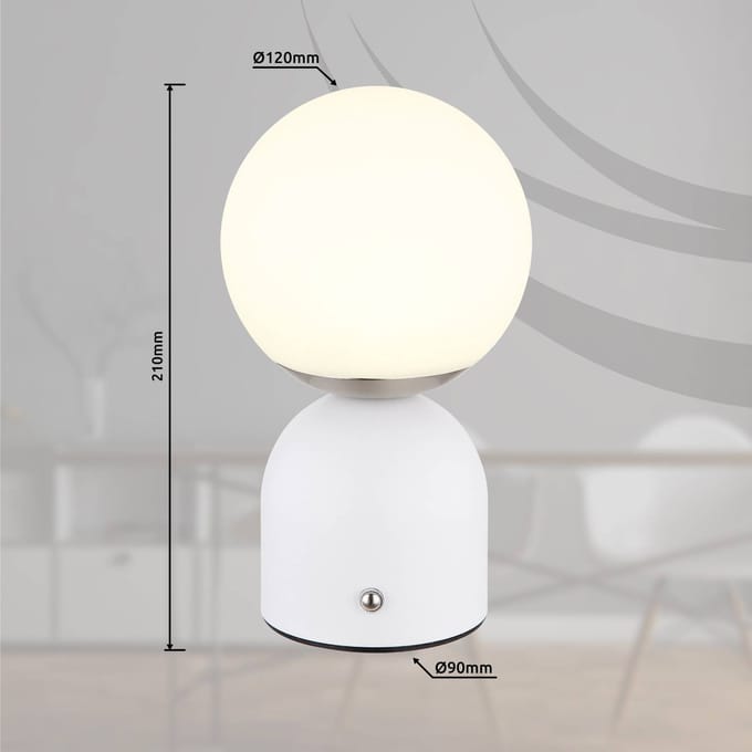 Globo Julsy LED tafellamp, wit, hoogte 21 cm, metaal, CCT
